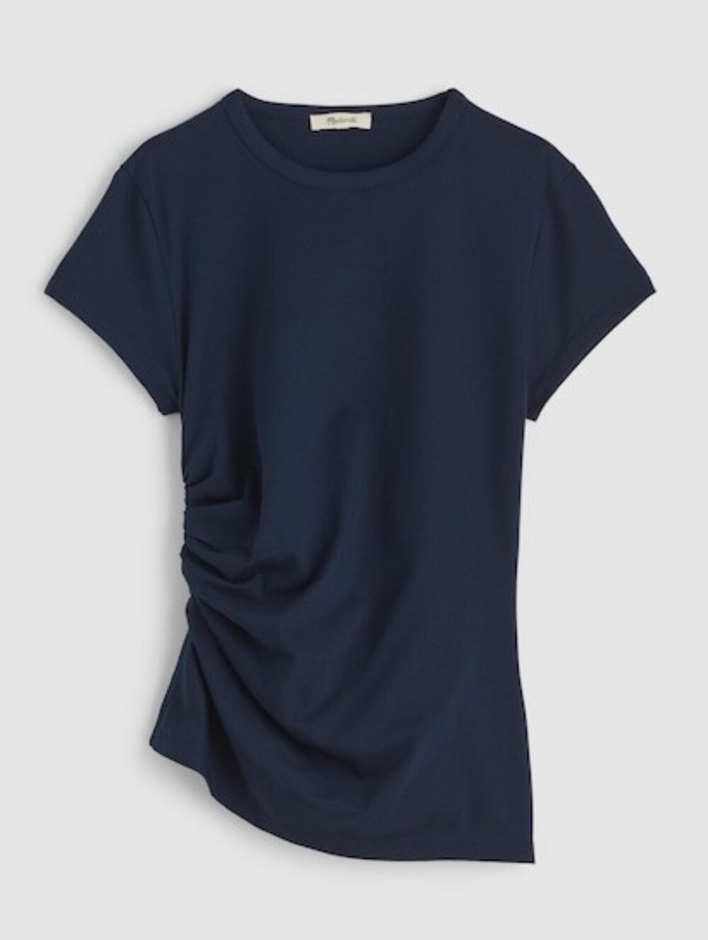 Madewell Women's M NEW Asymmetric Rusched Side Tee T-Shirt Navy